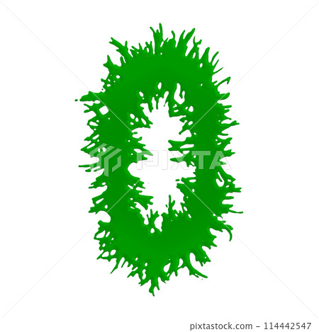 Green slime letter on white background. Custom art font.3D rendered illustartion. 114442547
