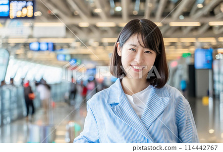 Ground staff woman working at the airport_2 Ground staff woman working at the airport_2 114442767