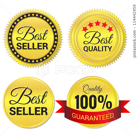 Best Seller ,Best Quality and Quality guaranteed gold Label vector 114442959