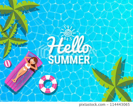 Beautiful woman relaxing at swimming pool for summer concept Beautiful woman relaxing at swimming pool for summer concept 114443065