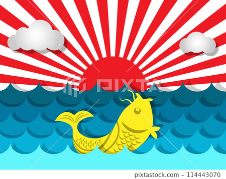 Fish swimming in the sea with sunshine for summer concept 114443070