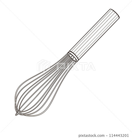 metal whisk for whipping black and white vector illustration metal whisk for whipping black and white vector illustration 114443201