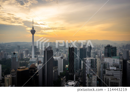 Sunset in Kuala Lumpur, Malaysia, KL Tower Sunset in Kuala Lumpur, Malaysia, KL Tower 114443219