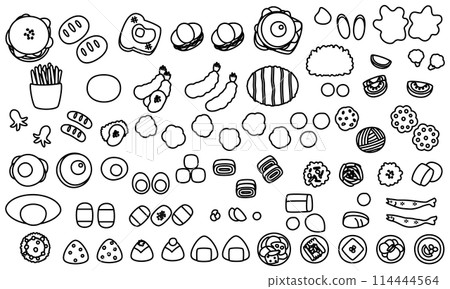 Side dish illustration set (black and white) 114444564