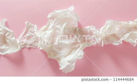 White crumpled paper on pink background White crumpled paper on pink background 114444684