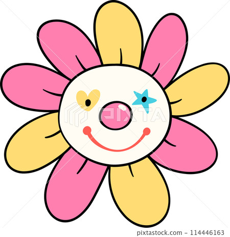 Groovy Clown Flower, clowncore doodle 114446163