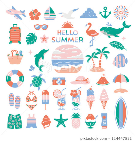 Summer sea illustration icon set 114447851