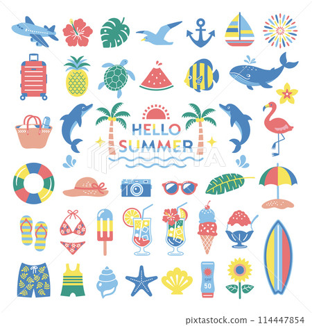 Summer sea illustration icon set 114447854