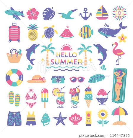 Summer sea illustration icon set 114447855