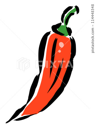 Red chili pepper brush-drawn illustration Red chili pepper brush-drawn illustration 114448348
