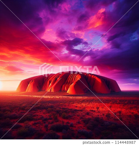 Ayers Rock dyed in the sunset Ayers Rock dyed in the sunset 114448987