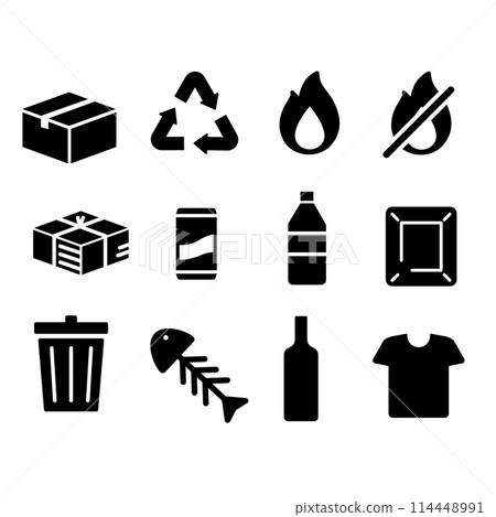 Garbage sorting icon set 114448991