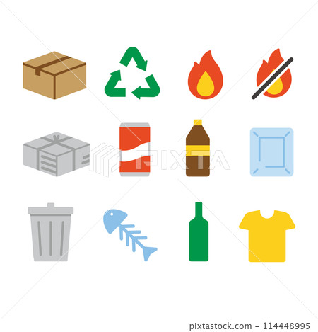 Garbage sorting icon set 114448995