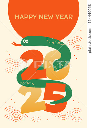 2025可愛蛇年簡約新年賀卡（豎式） 114449068