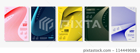 Flowing dynamic digital stripe line cover design bundle Flowing dynamic digital stripe line cover design bundle 114449086