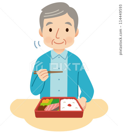 Elderly man eating lunch, Senior, Lunch 114449593