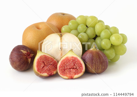 Autumn fruits on white background 114449794
