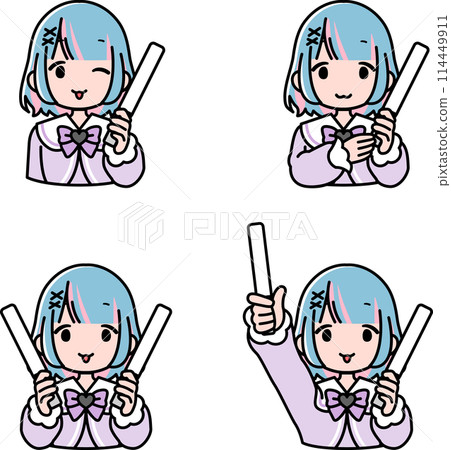 4種類型的帶筆燈的礦井女孩 114449911