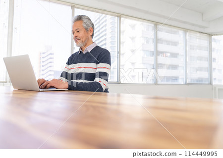 Senior male personal computer Senior male personal computer 114449995