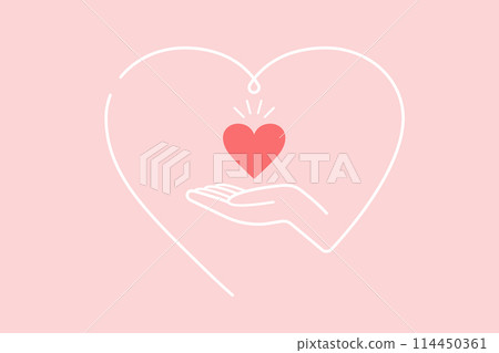 Heart and hands line drawing illustration Heart and hands line drawing illustration 114450361
