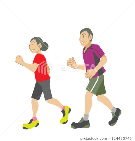 一對夫婦享受跑步的插圖 114450745
