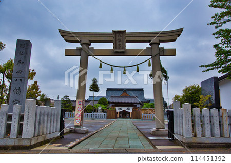 Wada Hachimangu Shrine with wisteria in full bloom Wada Hachimangu Shrine with wisteria in full bloom 114451392