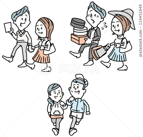 一套約會情侶插圖 一套約會情侶插圖 114452849