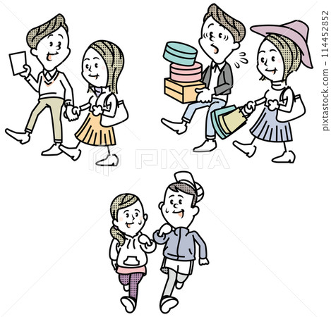 一套約會情侶插圖 一套約會情侶插圖 114452852