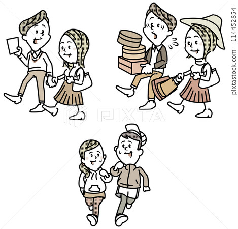 一套約會情侶插圖 一套約會情侶插圖 114452854