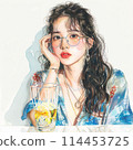 A woman drinking cocktail 114453725