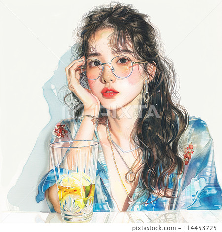 A woman drinking cocktail 114453725