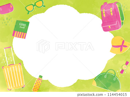 Colorful travel items watercolor background Colorful travel items watercolor background 114454015