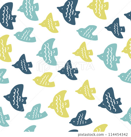 Scandinavian style birds seamless pattern 114454342