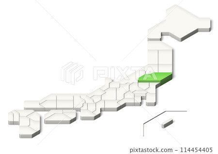 簡化的 3D 日本地圖福島縣等距(帶陰影的透明背景) 簡化的 3D 日本地圖福島縣等距(帶陰影的透明背景) 114454405