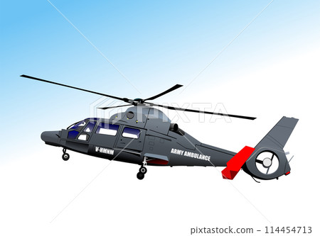 Army ambulance Helicopters. Vector 3d hand drawn illustration 114454713