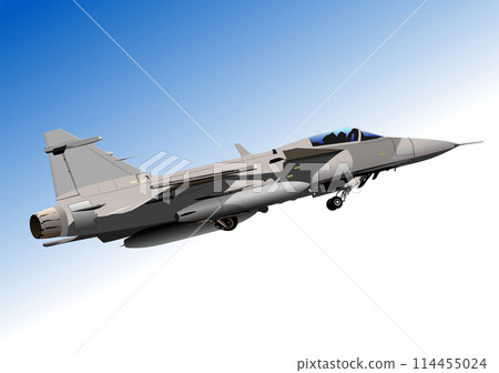 Combat aircraft. Armed. Vector 3d illustration hand drawn 114455024