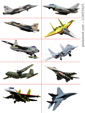 Big set of Air force team. Vector color 3d hand drawn illustration Big set of Air force team. Vector color 3d hand drawn illustration 114455025