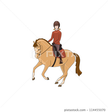 Teenage girl rides a pony Teenage girl rides a pony 114455070