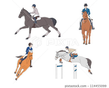 athletes and horses, equestrian sports 114455099