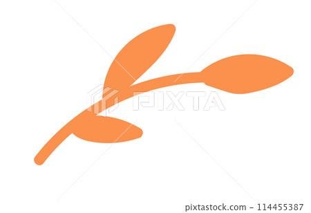 Autumn twig with leaves in flat design. Forest branch with orange foliage. Vector illustration isolated. Autumn twig with leaves in flat design. Forest branch with orange foliage. Vector illustration isolated. 114455387