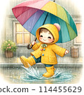 Rain, umbrella and woman 114455629
