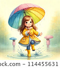 Rain, umbrella and woman 114455631