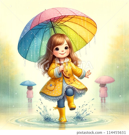 Rain, umbrella and woman 114455631