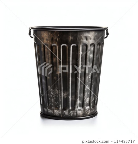 Trash Metal Can Isolated on White Background. Generative ai 114455717