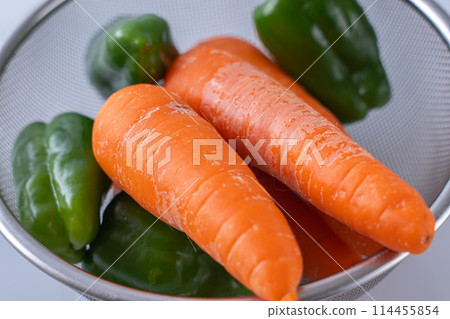 Carrots and peppers fresh vegetables 114455854