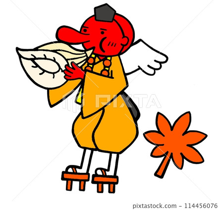 Tengu blowing a conch shell Tengu blowing a conch shell 114456076