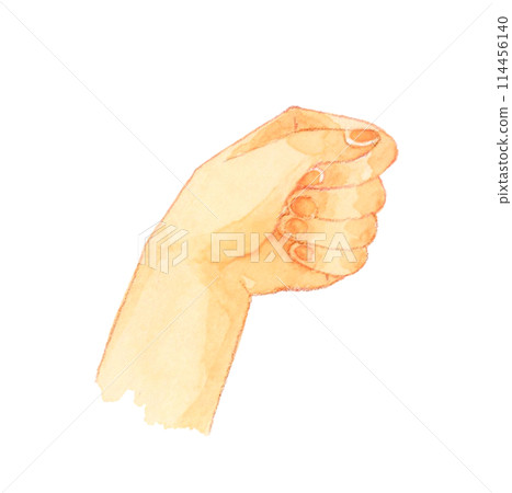Lightly clenched hands Hand-drawn watercolor illustration of a human hand 114456140