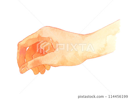 Pinching hand Hand-drawn watercolor illustration of a human hand 114456199