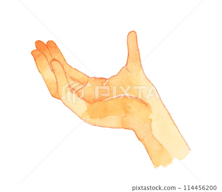 手掌朝上的手繪水彩插圖 手掌朝上的手繪水彩插圖 114456200