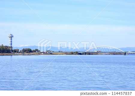 遠眺海津市、長良川和木曾三川公園展望塔 遠眺海津市、長良川和木曾三川公園展望塔 114457837